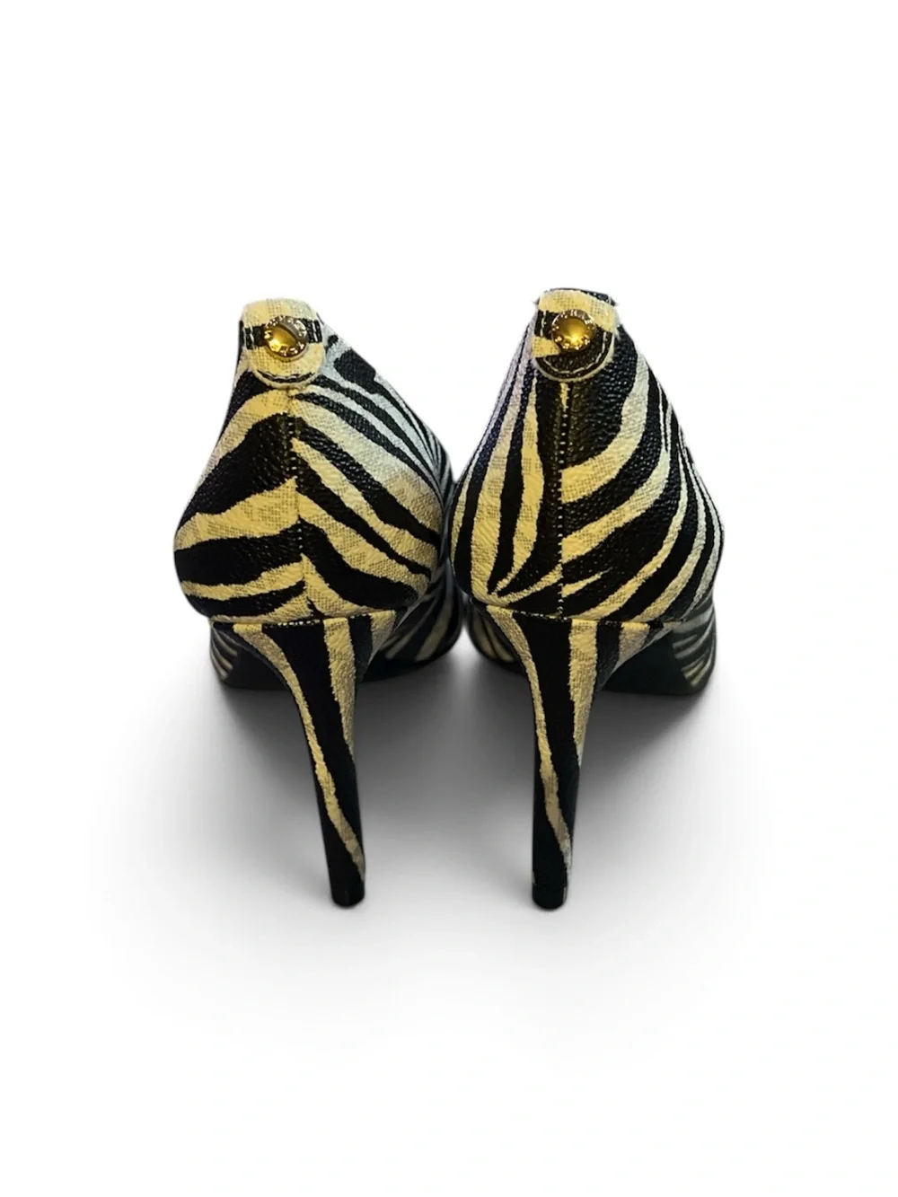 Women's Zebra-Print Pointed Toe Pumps - Black and white